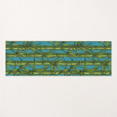 Tapis De Yoga Forêt de bambou sur bleu (Devant (Horizontal))