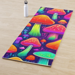 Tapis De Yoga Forêt de champignons à lueur de néon