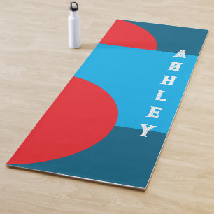 Tapis De Yoga Forme géométrique Jaune Rouge Bleu Personnalisé No