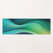 Tapis De Yoga Formes à flux vert sur bleu foncé (Devant (Horizontal))