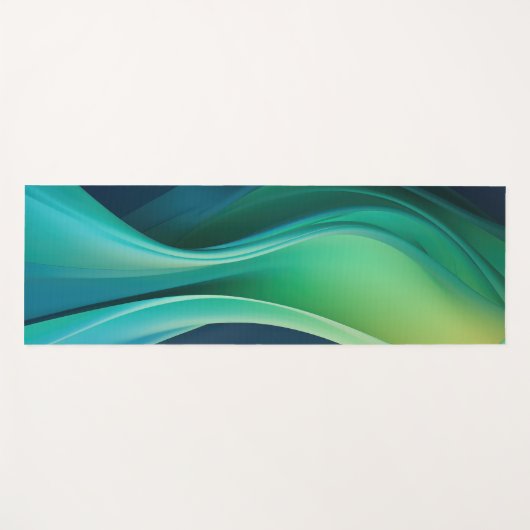 Tapis De Yoga Formes à flux vert sur bleu foncé (Devant (Horizontal))