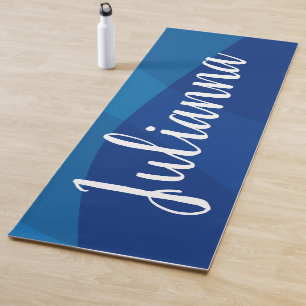 Tapis De Yoga Formes Abstraites élégantes en bleu Nom personnali