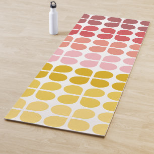 Tapis De Yoga Formes géométriques moyennes en rose jaune