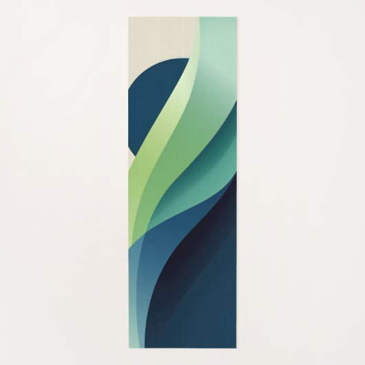 Tapis De Yoga Formes ondulées vertes et bleues (Devant)