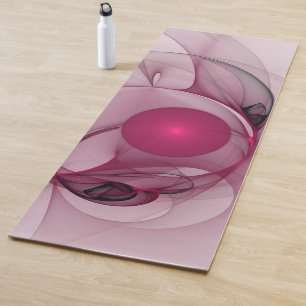 Tapis De Yoga Fractal, moderne Berry Abstrait Art rose