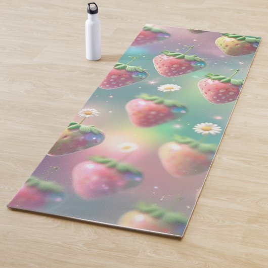 Tapis De Yoga Fraise mignonne motif arc-en-ciel (En situation)