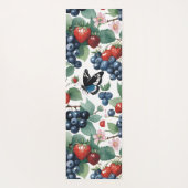 Tapis De Yoga Fraises Blueberries et papillons Floral (Dos)