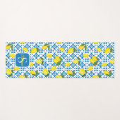 Tapis De Yoga French Country Tile Lemons Pattern Name Monogram (Devant (Horizontal))