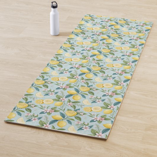 Tapis De Yoga Fresh Lemon Floral Botanical Pattern (En situation)