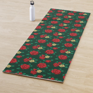 Tapis De Yoga Frida Kahlo   motif rouge et de rose d'or