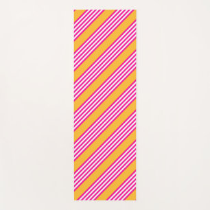 Tapis De Yoga Fuchsia et jaune cinq bandes motif
