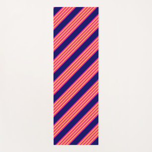 Tapis De Yoga Fuchsia et rayures jaunes avec bleu marine