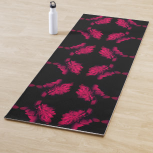 Tapis De Yoga Fuchsia Peony Art Floral Abstrait