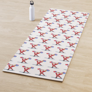 Tapis De Yoga Fun Bodybuilder Père Noël avec cadeaux de Noël