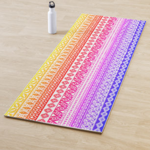 Tapis De Yoga FUN Coloré Tribal Blanc Noir Reverse modifiable