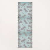 Tapis De Yoga Fun Glittery Argent Ananas (Devant)