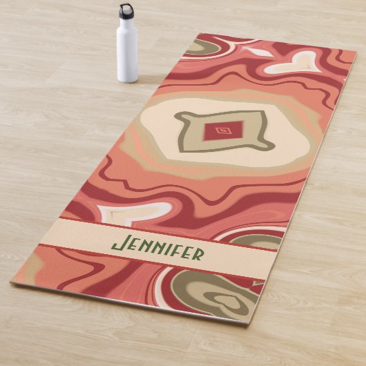 Tapis De Yoga Fun Green Red Abstrait Moderne tendance Inspirivit (En situation)