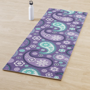 Tapis De Yoga Fun Lavender Purple Mint Green Paisley Floral