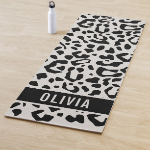 Tapis De Yoga Fun Nom personnalisé Snow Leopard Poster de animal