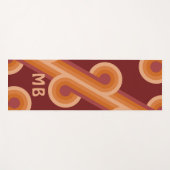Tapis De Yoga Funky Bold Orange Dark Maroon rouge Motif rétro (Devant (Horizontal))