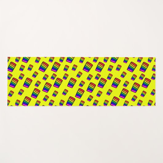 Tapis De Yoga Funky Neon Rainbow Block Motif (Devant (Horizontal))