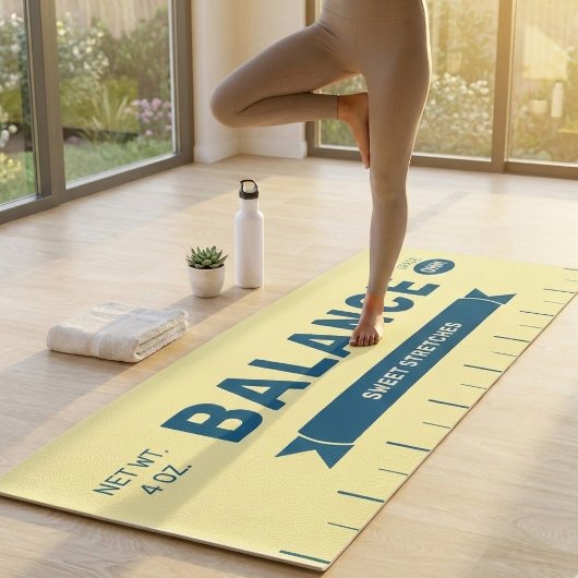 Tapis De Yoga Funny "Balance" Butter Stick Personalized Yellow 