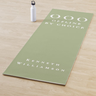 Tapis De Yoga Funny Custom Sage Green White OOO Minimalist Men 