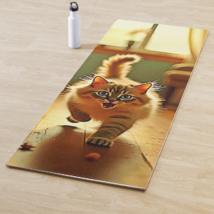 Tapis De Yoga Funny Kitten Éffrayant Friend