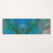 Tapis De Yoga Gemme Marbrée Bleu Vert Abstrait (Dos (Horizontal))