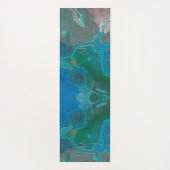 Tapis De Yoga Gemme Marbrée Bleu Vert Abstrait (Dos)