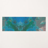 Tapis De Yoga Gemme Marbrée Bleu Vert Abstrait (Devant (Horizontal))