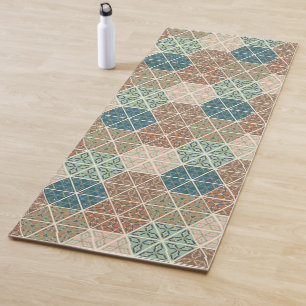 Tapis De Yoga Geo extérieur XI motif tribal bleu et vert de  