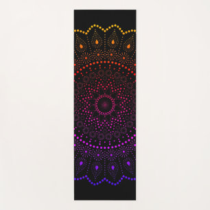 Tapis De Yoga Géométrie sacrée mandala point coloré arc-en-ciel