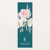Tapis De Yoga Girly Feminine Floral Name and Monogram (Devant)