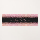 Tapis De Yoga Girly Trendy Rose Gold Parties scintillant Nom du (Dos (Horizontal))