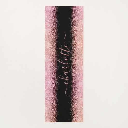 Tapis De Yoga Girly Trendy Rose Gold Parties scintillant Nom du (Dos)