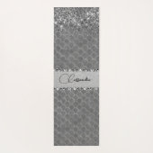 Tapis De Yoga Glam Silver Glitter Diamond Bling (Dos)