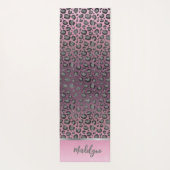 Tapis De Yoga Glittery Empreinte de léopard on Pink Personnalisé (Dos)