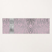 Tapis De Yoga Glittery Silver Zebra Imprimer sur rose Personnali (Devant (Horizontal))