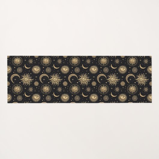 Tapis De Yoga Gold Black Celestial Sun Moon Star Exercice (Dos (Horizontal))