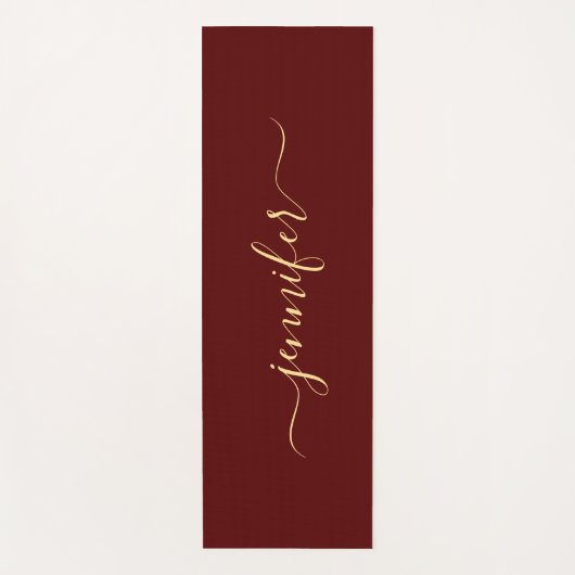 Tapis De Yoga Gold Calligraphy Script Personalized Name Maroon (Devant)