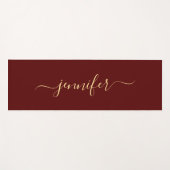 Tapis De Yoga Gold Calligraphy Script Personalized Name Maroon (Devant (Horizontal))