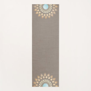 Tapis De Yoga Gold Lotus Mandala Taupe
