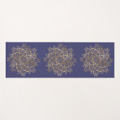 Tapis De Yoga Gold Mandala Navy Blue Boho (Devant (Horizontal))