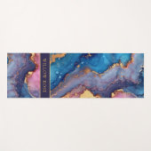 Tapis De Yoga Gold Name Abstrait bleu violet rose chic (Devant (Horizontal))