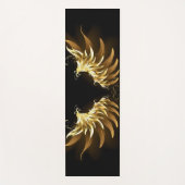 Tapis De Yoga Golden Angel Wings on Black background (Devant)