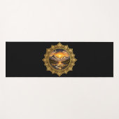 Tapis De Yoga Golden Boho Mandala Mountain Sunset Art | Black (Devant (Horizontal))