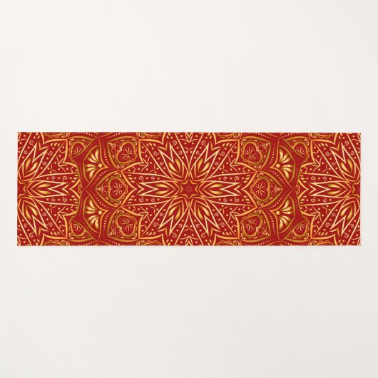Tapis De Yoga Golden Red Mandala (Devant (Horizontal))