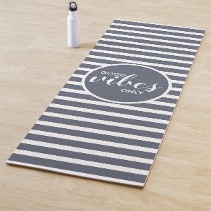 Tapis De Yoga Good Vibes moderne uniquement Bleu Typographie élé