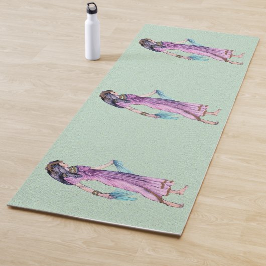Tapis De Yoga Graceful égyptienne antique femme violet robe vert (En situation)
